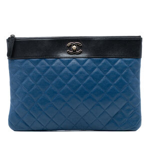 Pre-Loved Chanel Medium Bicolor Quilted Sheepskin Mademoiselle O Case Clutch